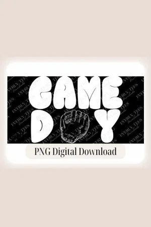 Baseball Game Day Glove Design PNG Download