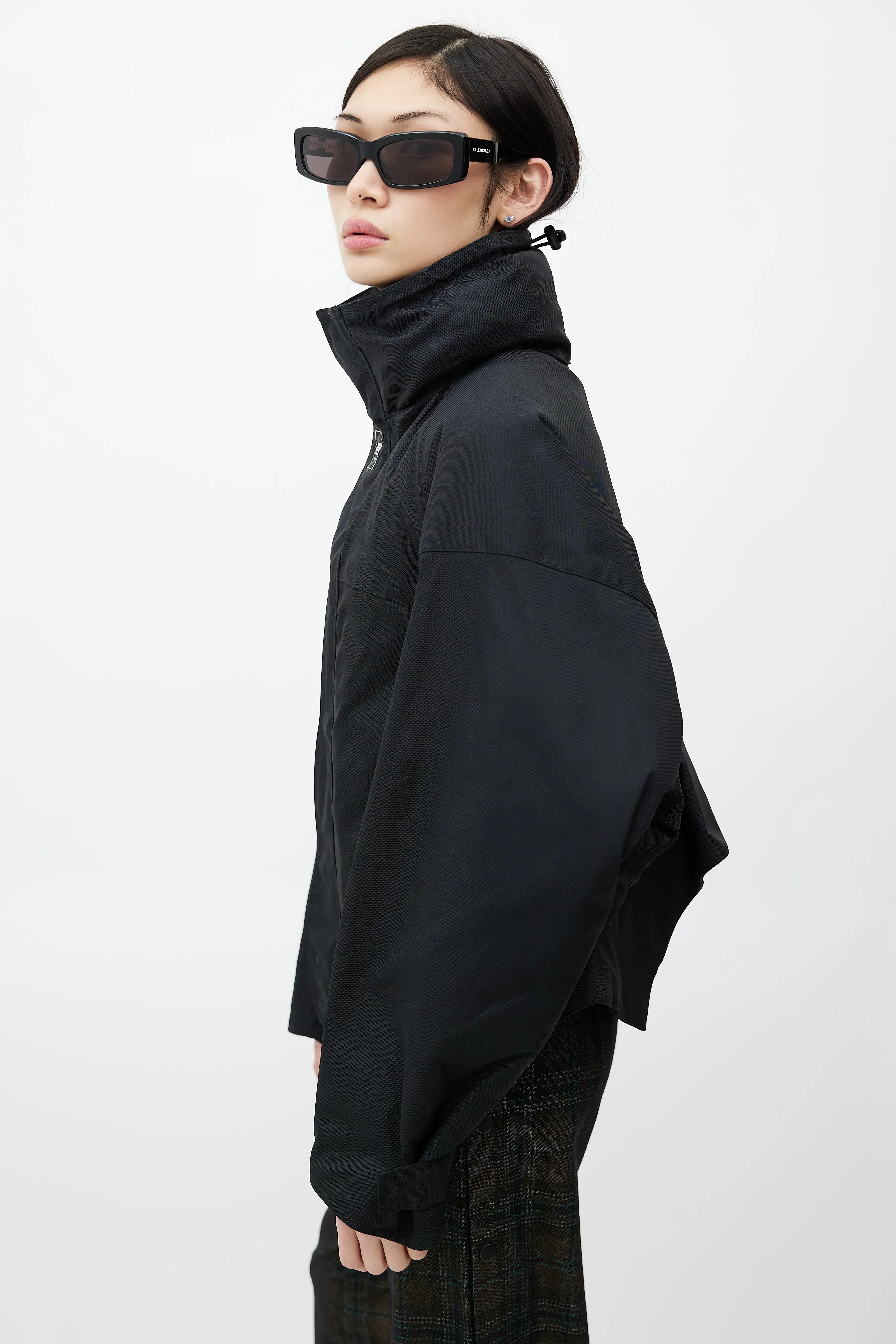 Black Upside Down Technical Hooded Jacket