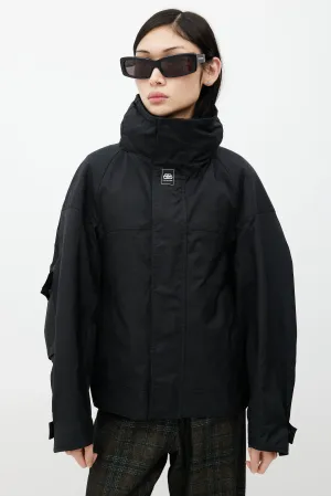 Black Upside Down Technical Hooded Jacket