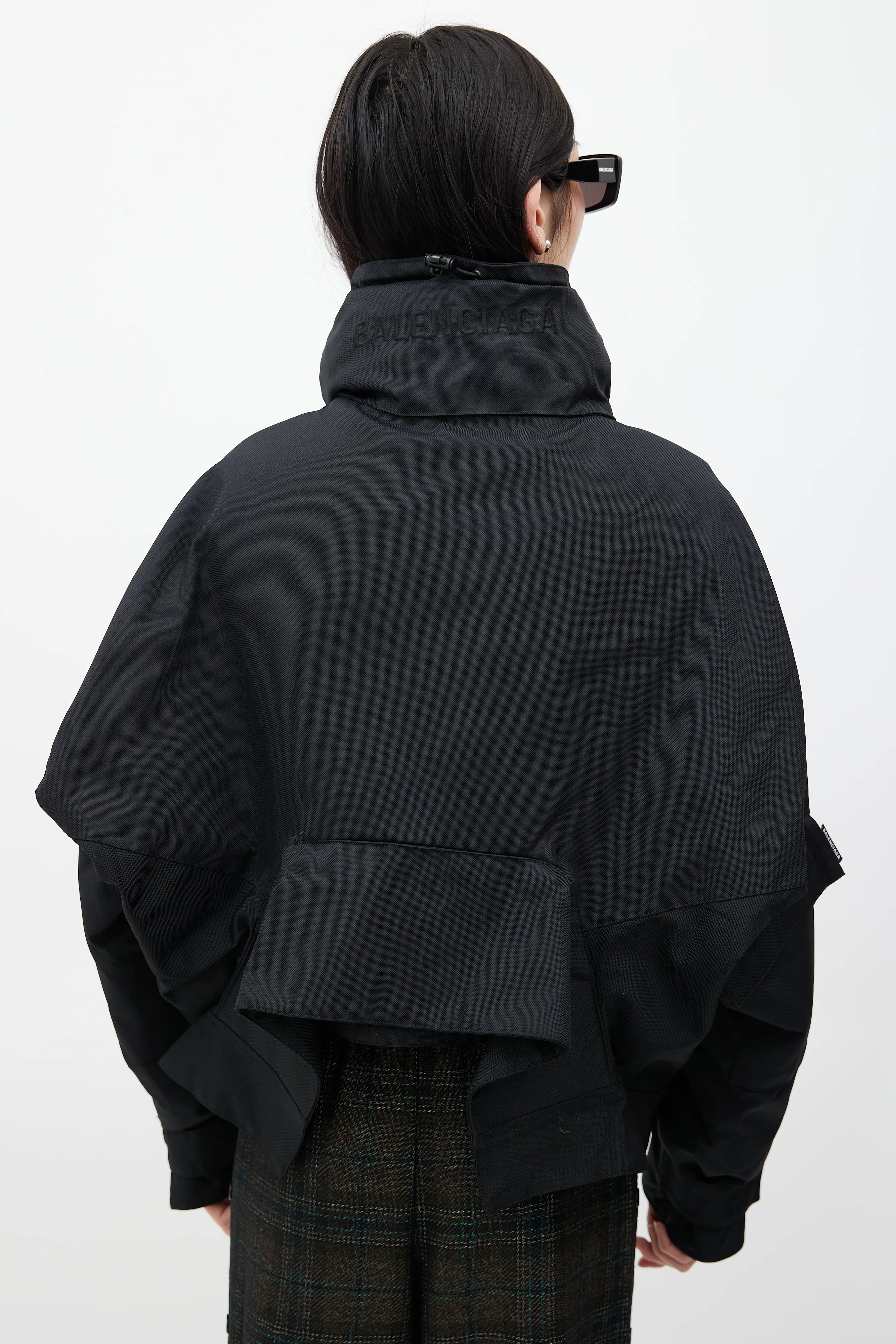 Black Upside Down Technical Hooded Jacket