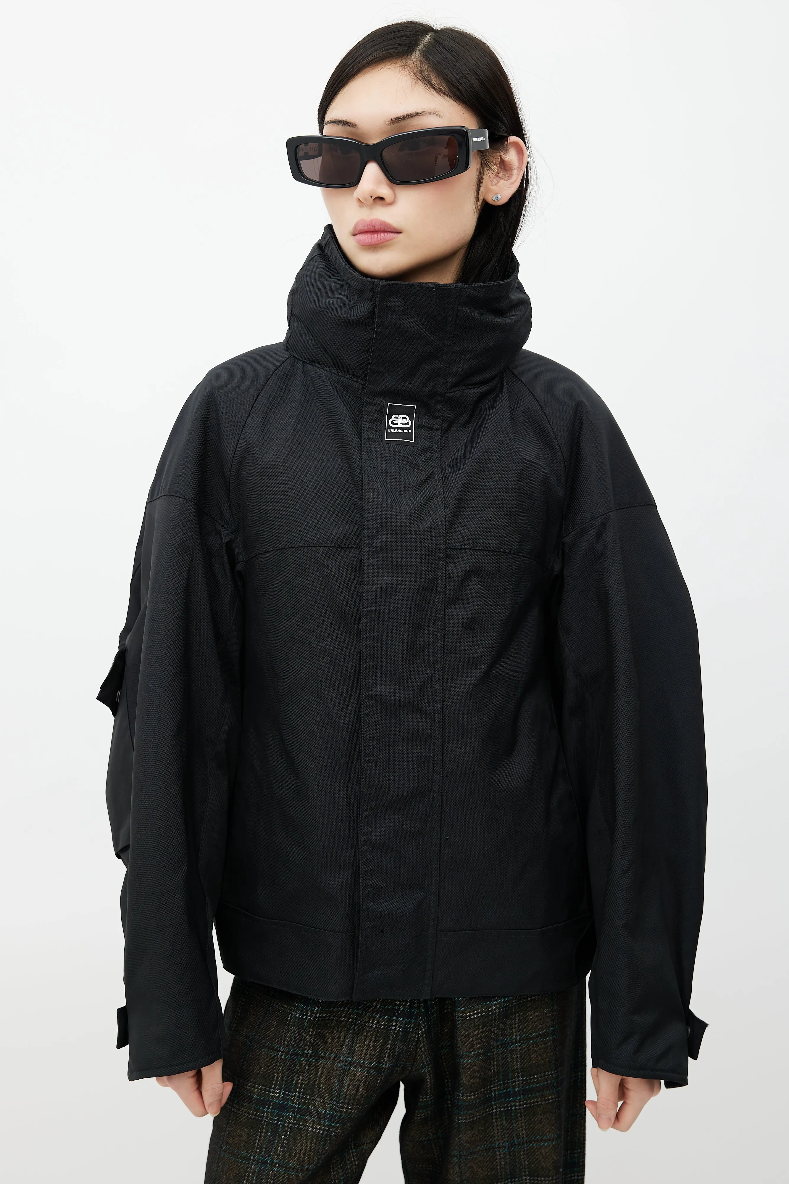 Black Upside Down Technical Hooded Jacket