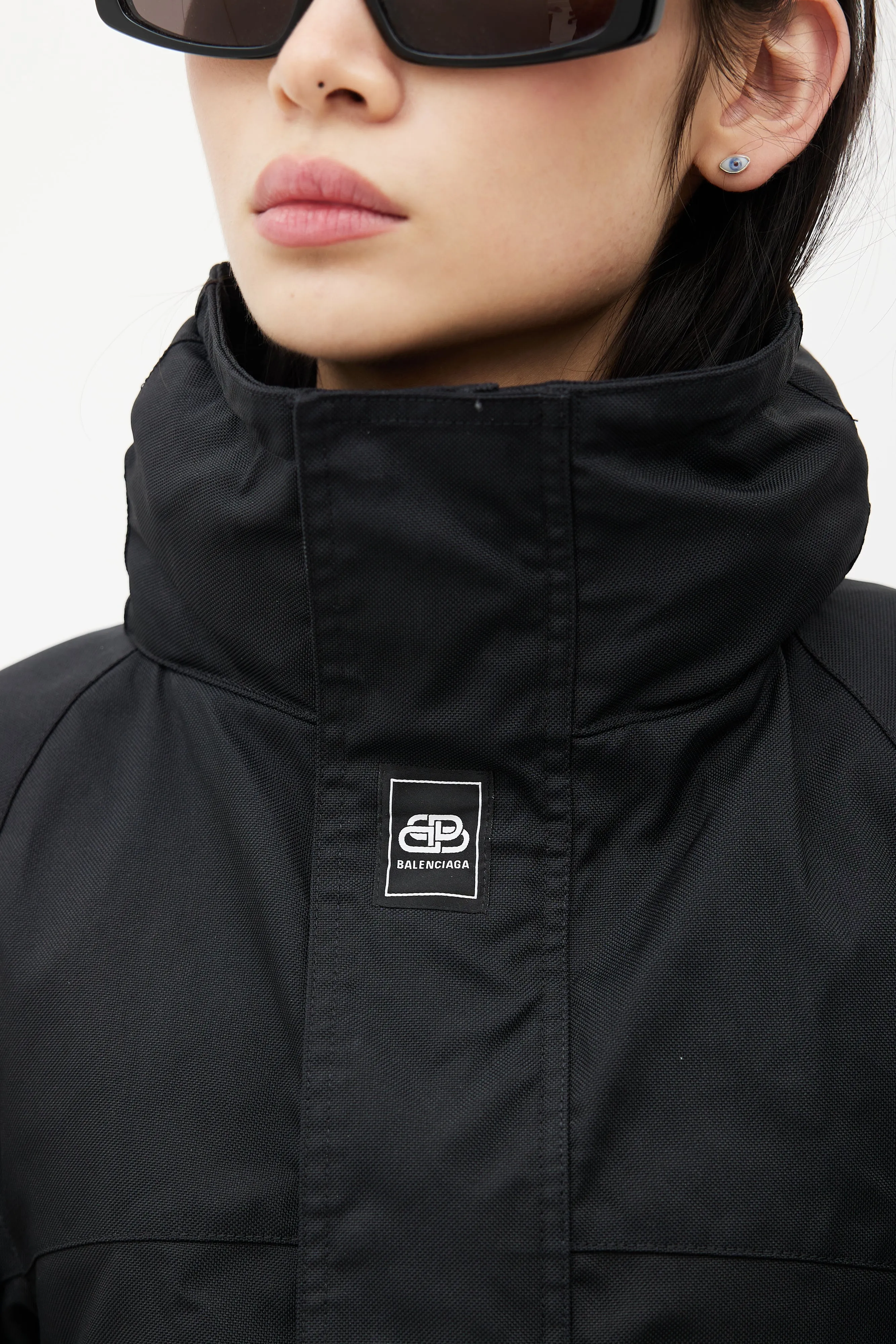 Black Upside Down Technical Hooded Jacket