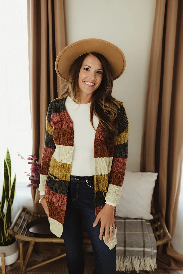 Colorblock Chenille Cardi