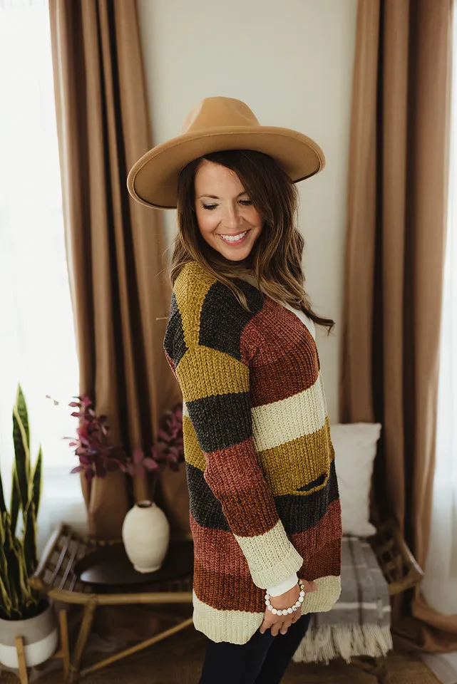 Colorblock Chenille Cardi