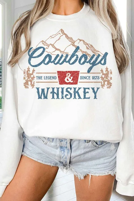 COWBOYS AND WHISKEY WESTERN OVERSIZED SWEATSHIRT