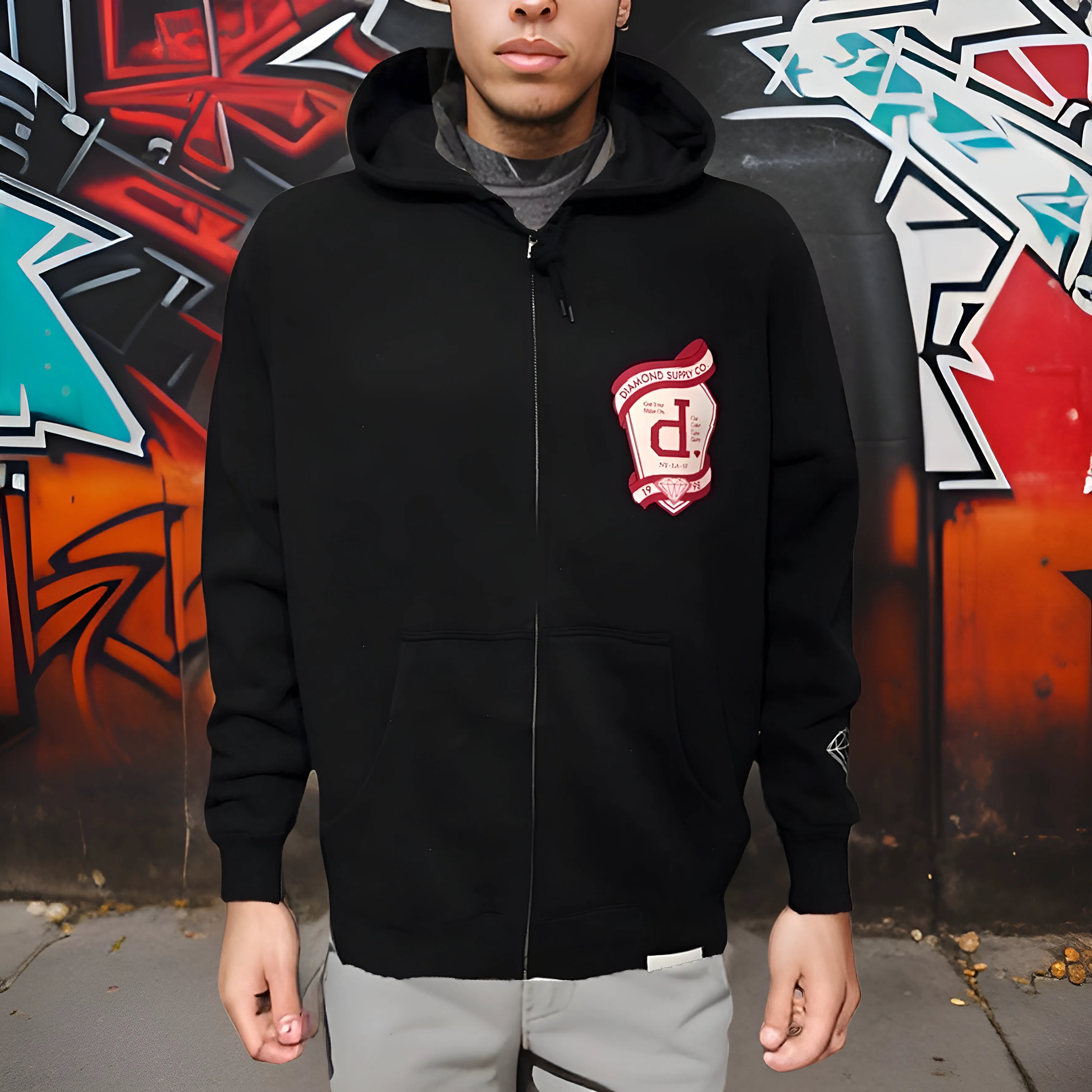 ^DIAMOND SUPPLY CO.^ (BLACK) ZIP UP HOODY