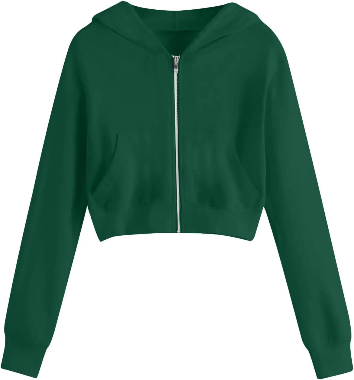 Fall Cropped Jackets Womens Zip Up Hoodies Casual Long Sleeve Hooded Sweatshirts Crop Tops Outwear Fashion Outfits