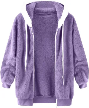 Fleece Jacket Women Sherpa-Lined Zip Up Long Sleeve Zip Up Hoodie Women Winter Jackets For Women Fall Jackets For Women 2024