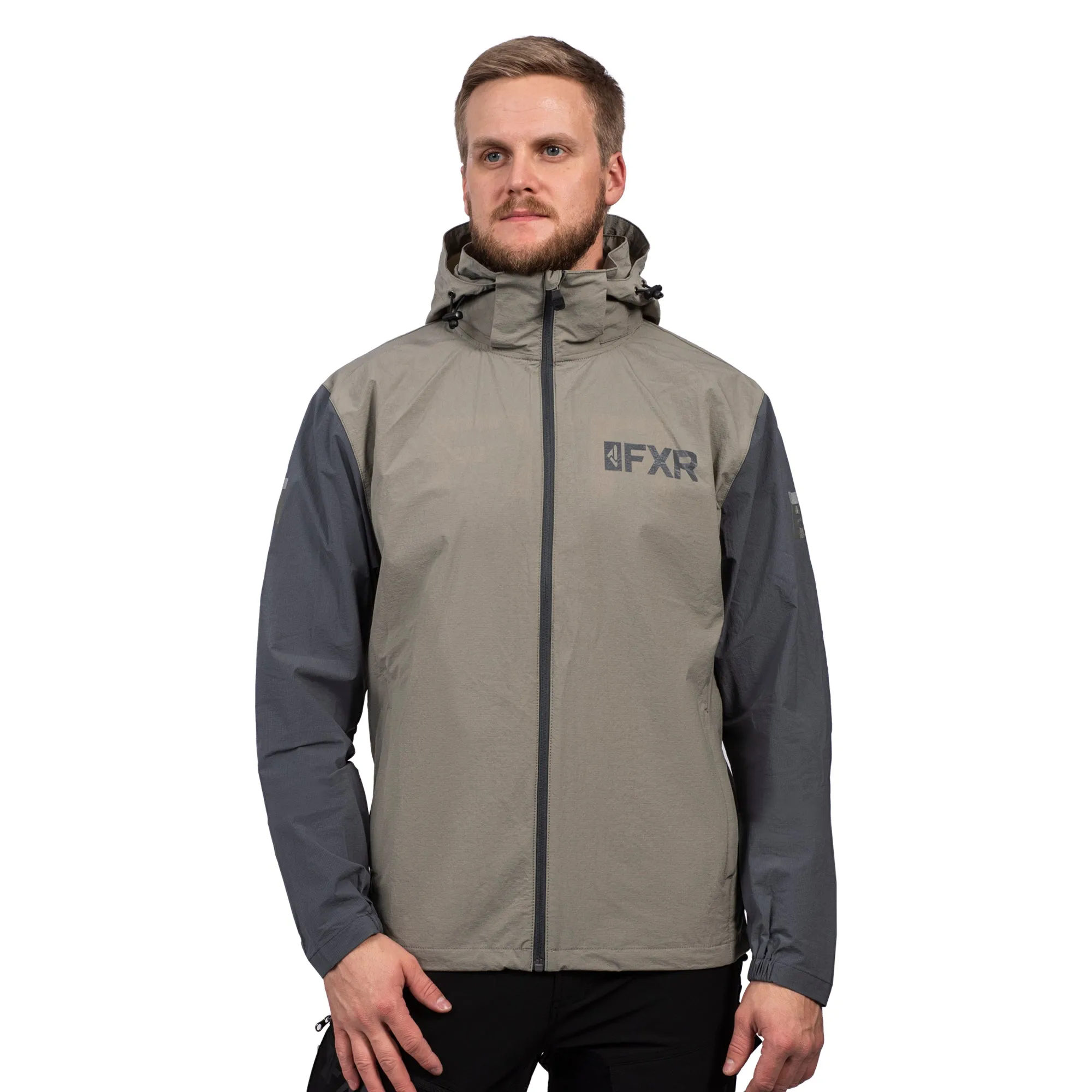 FXR  Khaki Charcoal Ride Pack Jacket Lightweight Front Zip Packable Durable