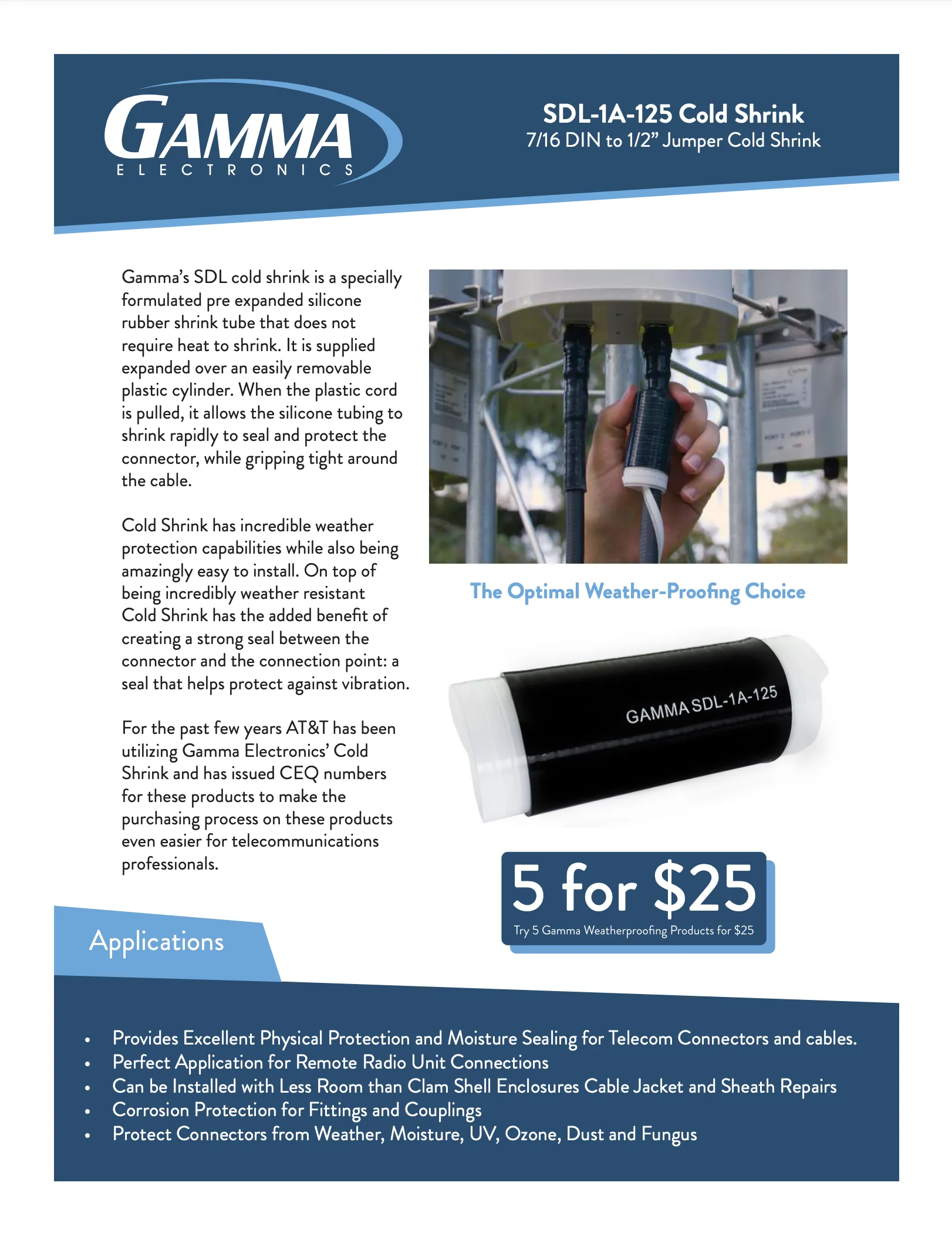Gamma SDL-1A-125 Cold Shrink Tubing
