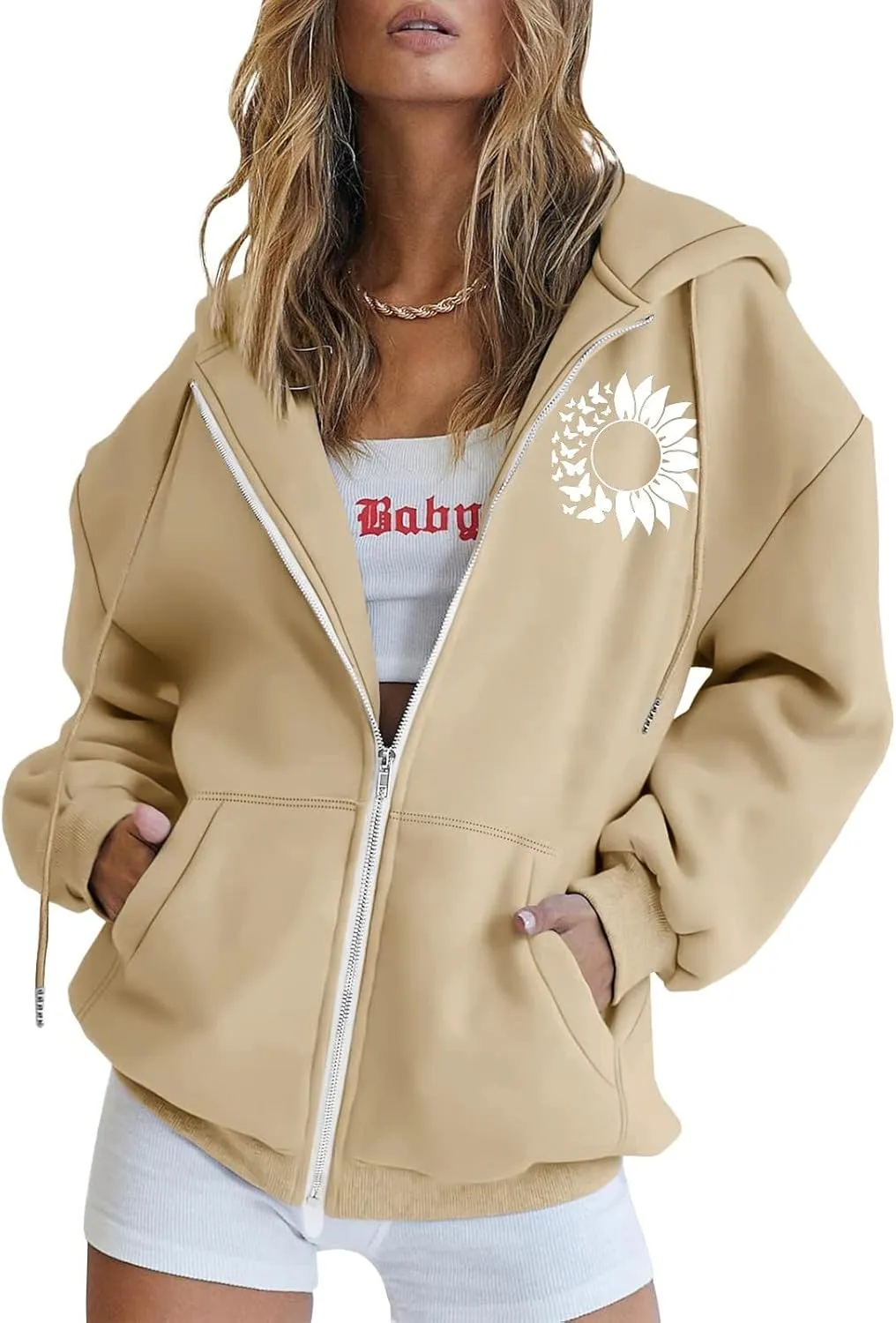 GIERIDUC Womens Fashion Sweater Cardigans Casual Long Sleeve Zip Up Hooded Sweatshirts Jacket Trendy Clothes Y2K Hoodies 2024