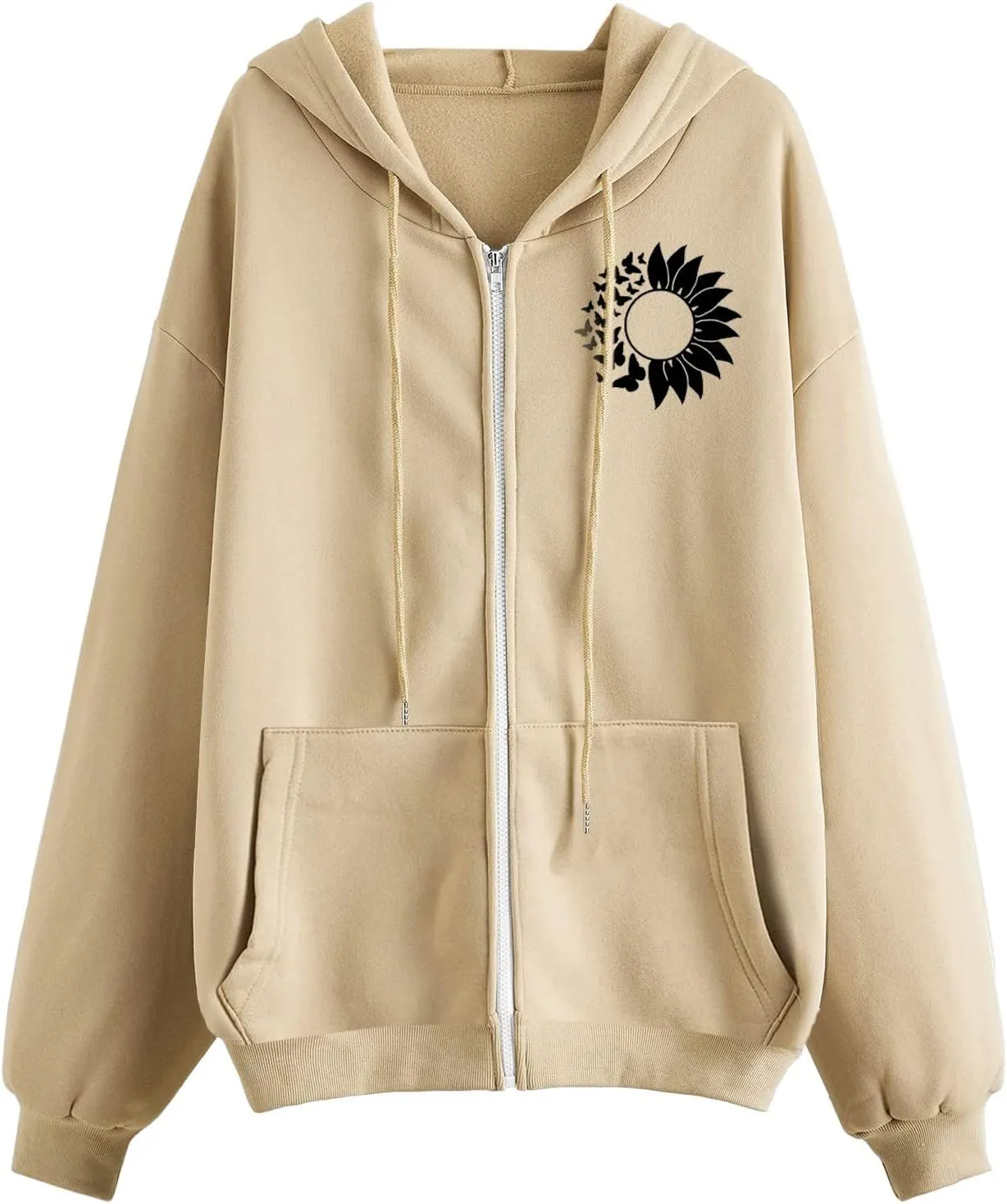 GIERIDUC Womens Fashion Sweater Cardigans Casual Long Sleeve Zip Up Hooded Sweatshirts Jacket Trendy Clothes Y2K Hoodies 2024