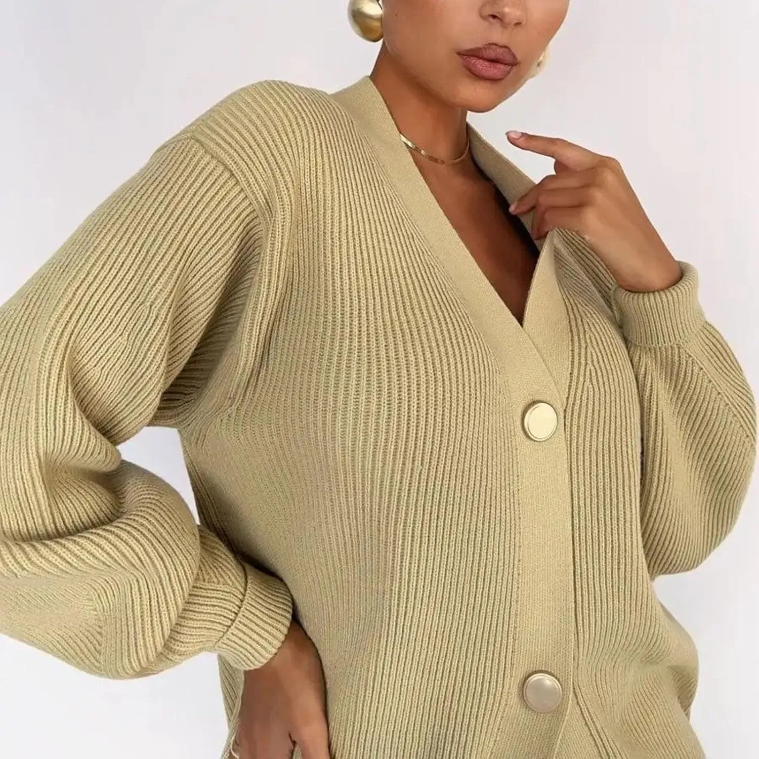 HGps8w Long Cardigans for Women Button Down V Neck Casual Long Sleeve Cozy Chunky Knit Outerwear Jackets