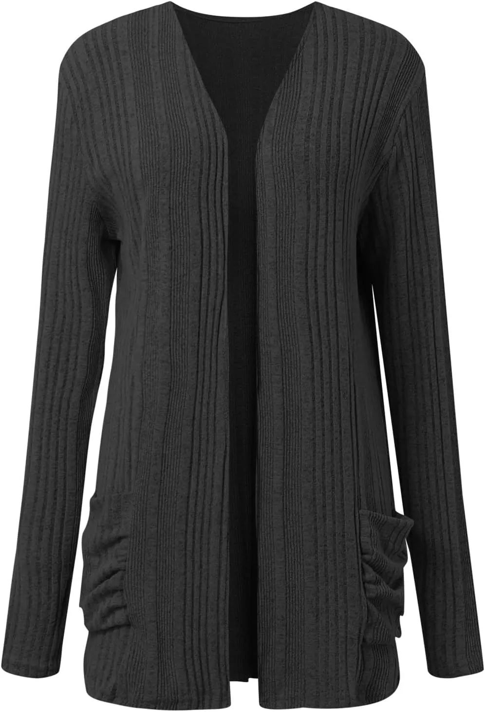 iLH Womens 2024 Autumn Long Sleeve Cardigan Casual Mid Long V Neck Knitted Sweater Cardigans with Pocket Fashion Coat