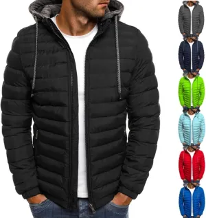 JIEMUXIU Mens Winter Warm Jackets Lightweight Puffer Jackets Zip up Padded Coat Packable Down Jacket Quilted Insulated Jacket