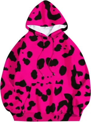 Leopard Sweatshirt for Women Fall Fashion 2024 Oversized Leopard Print Top Oversized Long Sleeve Crew