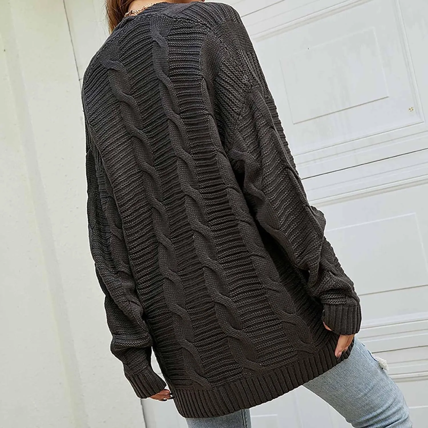 Lightweight Cardigan Sweaters Long Sleeve Cardigan Cable Knit Open Front Cardigan with Pockets