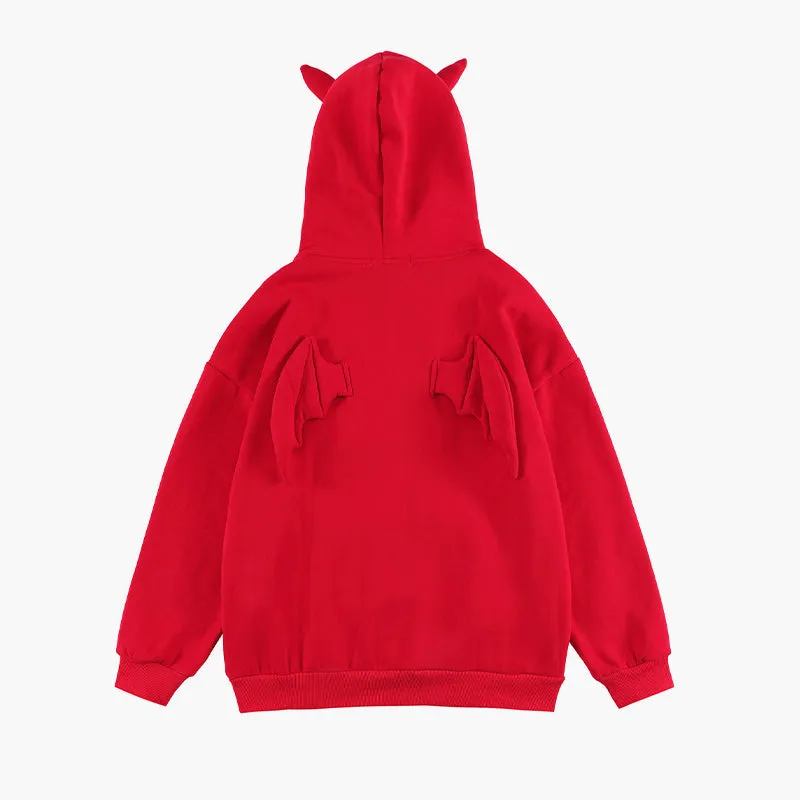 Little Devil Girl Hoodie With Wings