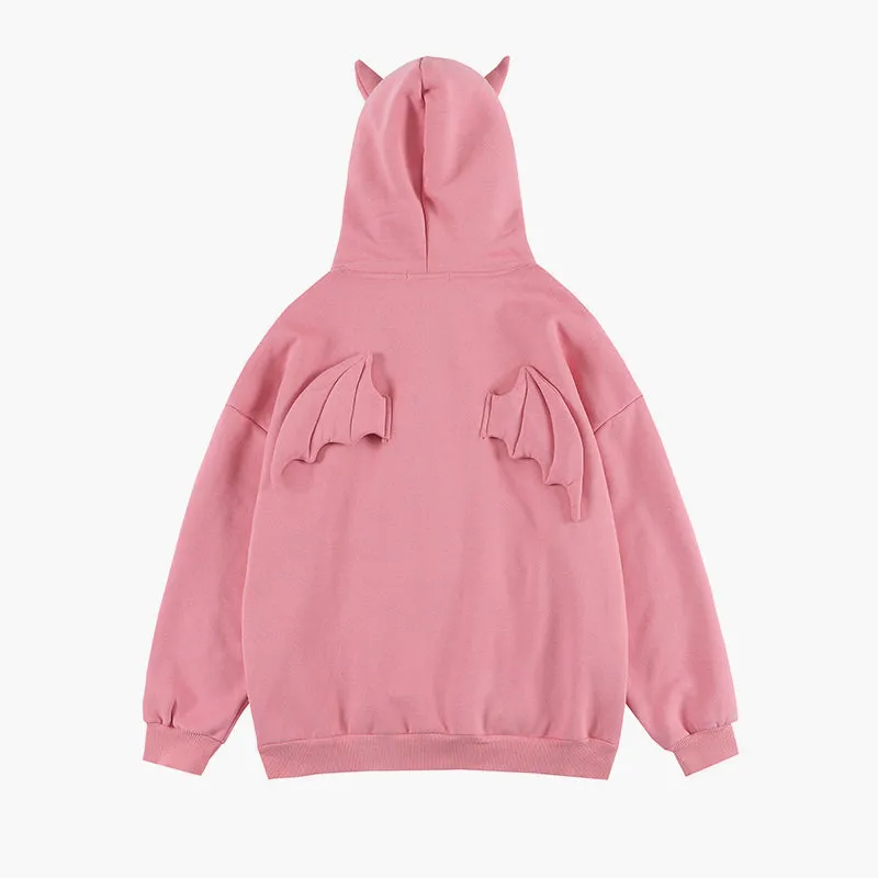 Little Devil Girl Hoodie With Wings