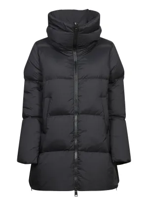 Long A-Line Black Down Jacket