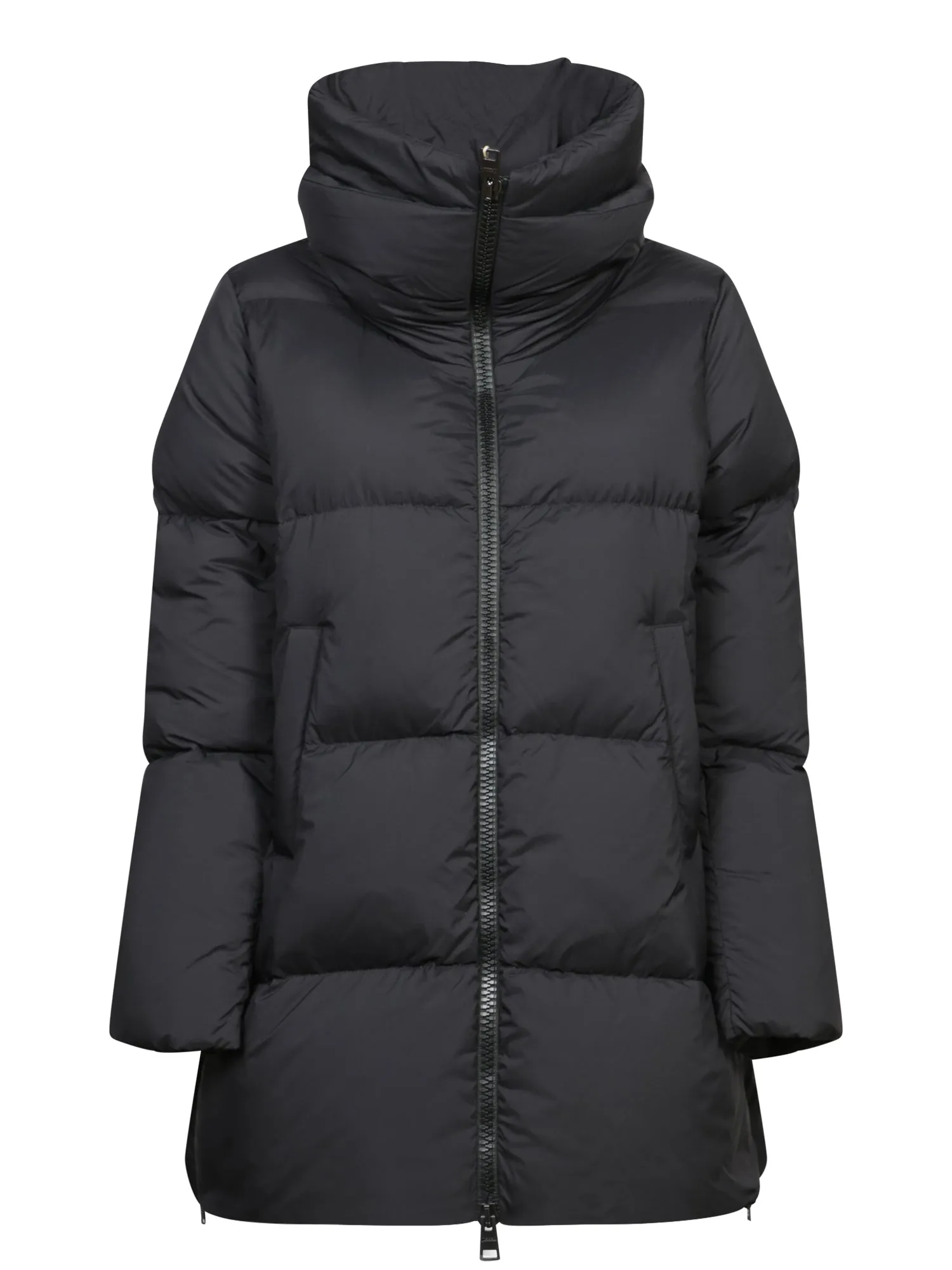 Long A-Line Black Down Jacket