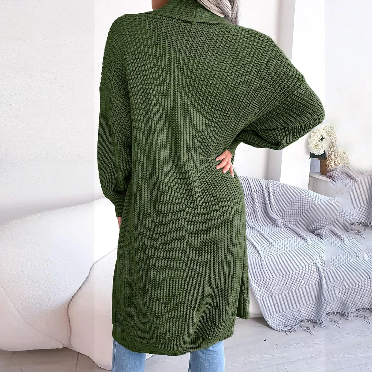 Long Cardigans for Women Cable Cable Knit Long Sleeve Open Front Cardigan Comfy Soft Slouchy Sweaters