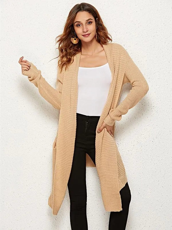 Long Sleeves Apricot Cardigans Tops