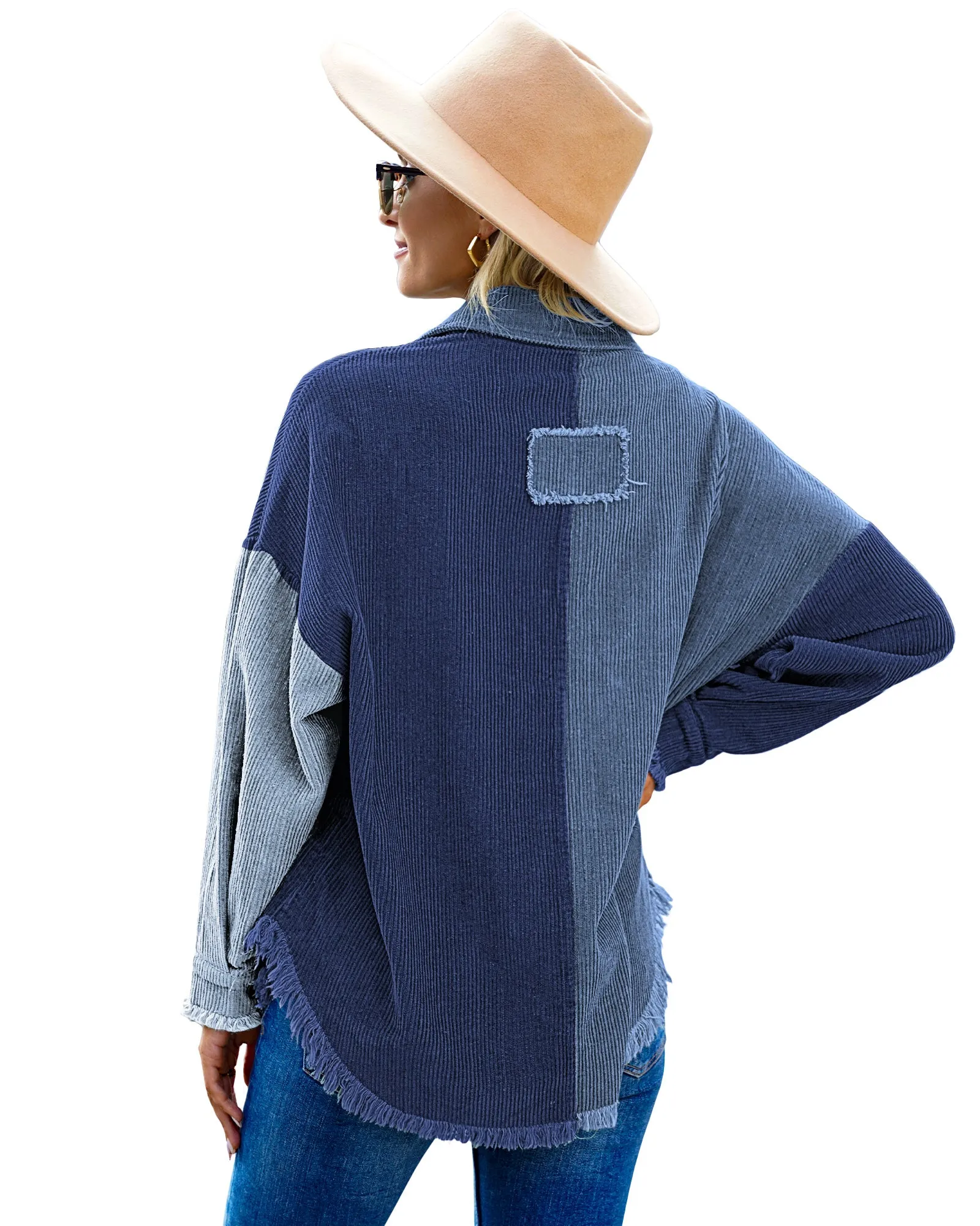 luvamia Womens Shacket Jacket Oversized Corduroy Button Down Shirt Long Sleeve Tops