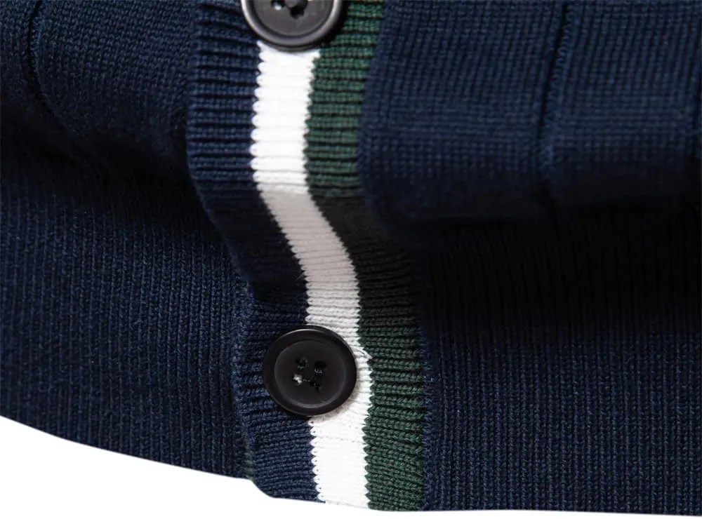 Mens Cotton Cardigan Sweaters Long Sleeve V-Neck Cardigans Button-up Knitted Sweater