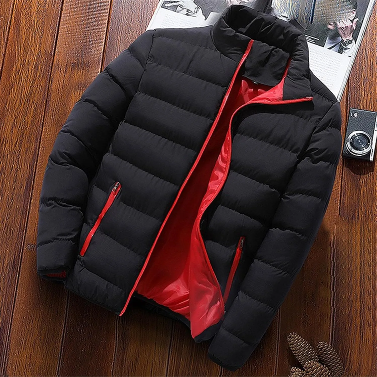 Men's Down Insulated Packable Puffer Jacket Lightweight Packable Puffer Jackets Down Alternative Puffy Coat