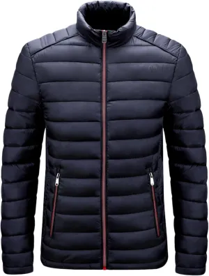 Men's Down Jackets & Coats No Hood Waterproof Full Zip Up Winter Warm Down Jacket Quilted Insulated Puffy Jackets