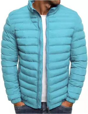 Men's Lightweight Puffer Jacket Full Zip Down Jacket Stand Collar Quilted Coat Packable Insulated Jacket Winter Coats