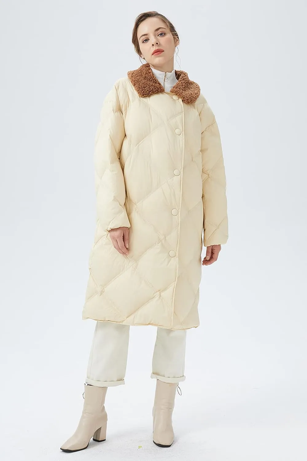 Orolay Women's Lightweight Down Coat Oversize Long Sleeve Puffer Jackets