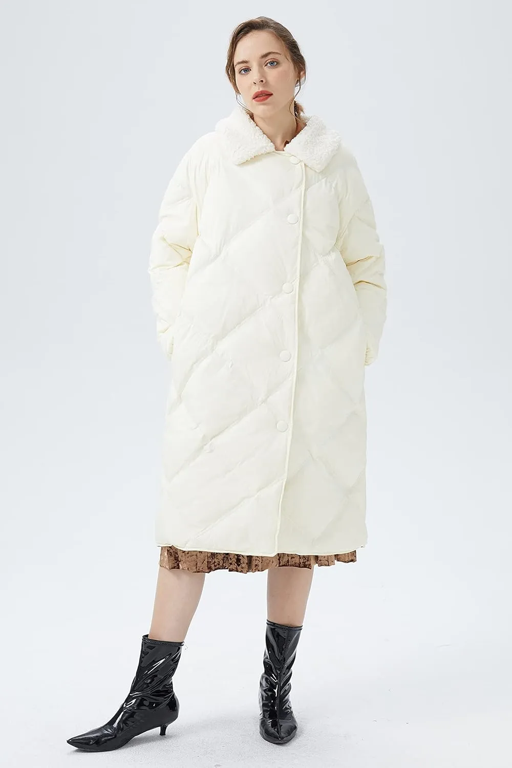 Orolay Women's Lightweight Down Coat Oversize Long Sleeve Puffer Jackets