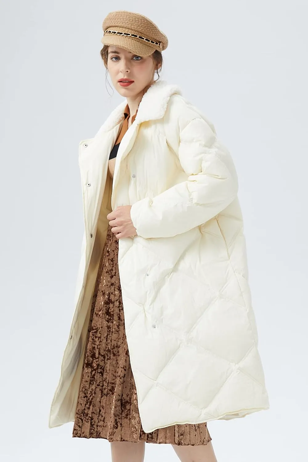Orolay Women's Lightweight Down Coat Oversize Long Sleeve Puffer Jackets