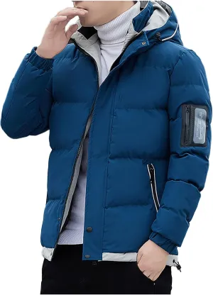 RTRDE Men's Puffer Jacket Warm Waterproof Down Jacket Hooded Windproof Winter Coat Packable Jacket Men, L-5XL