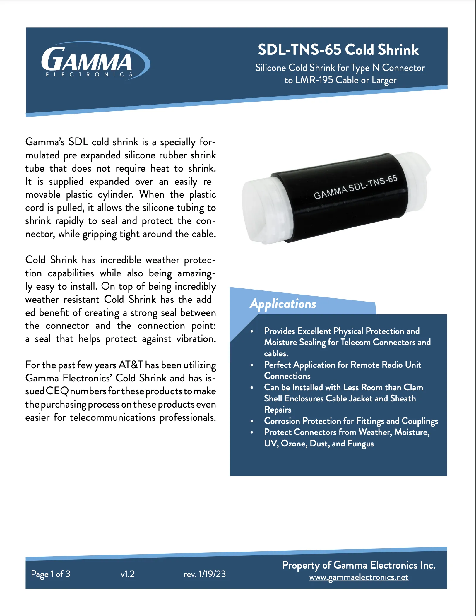 SDL-TNS-65 Cold Shrink Tubing