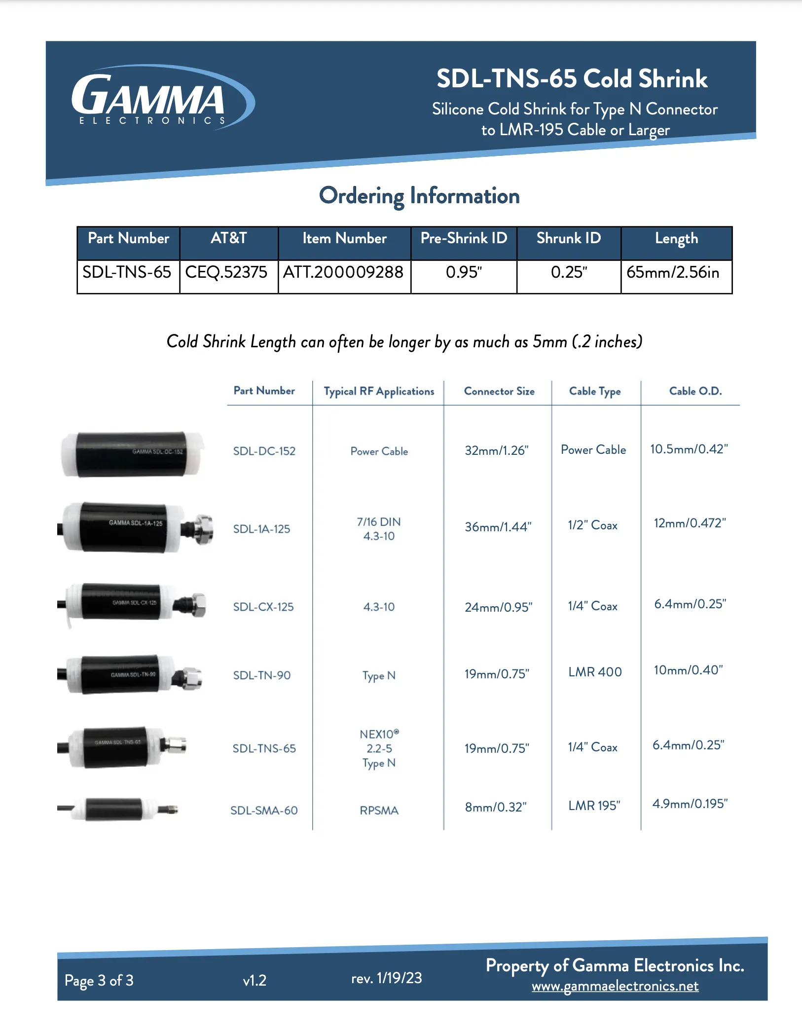 SDL-TNS-65 Cold Shrink Tubing