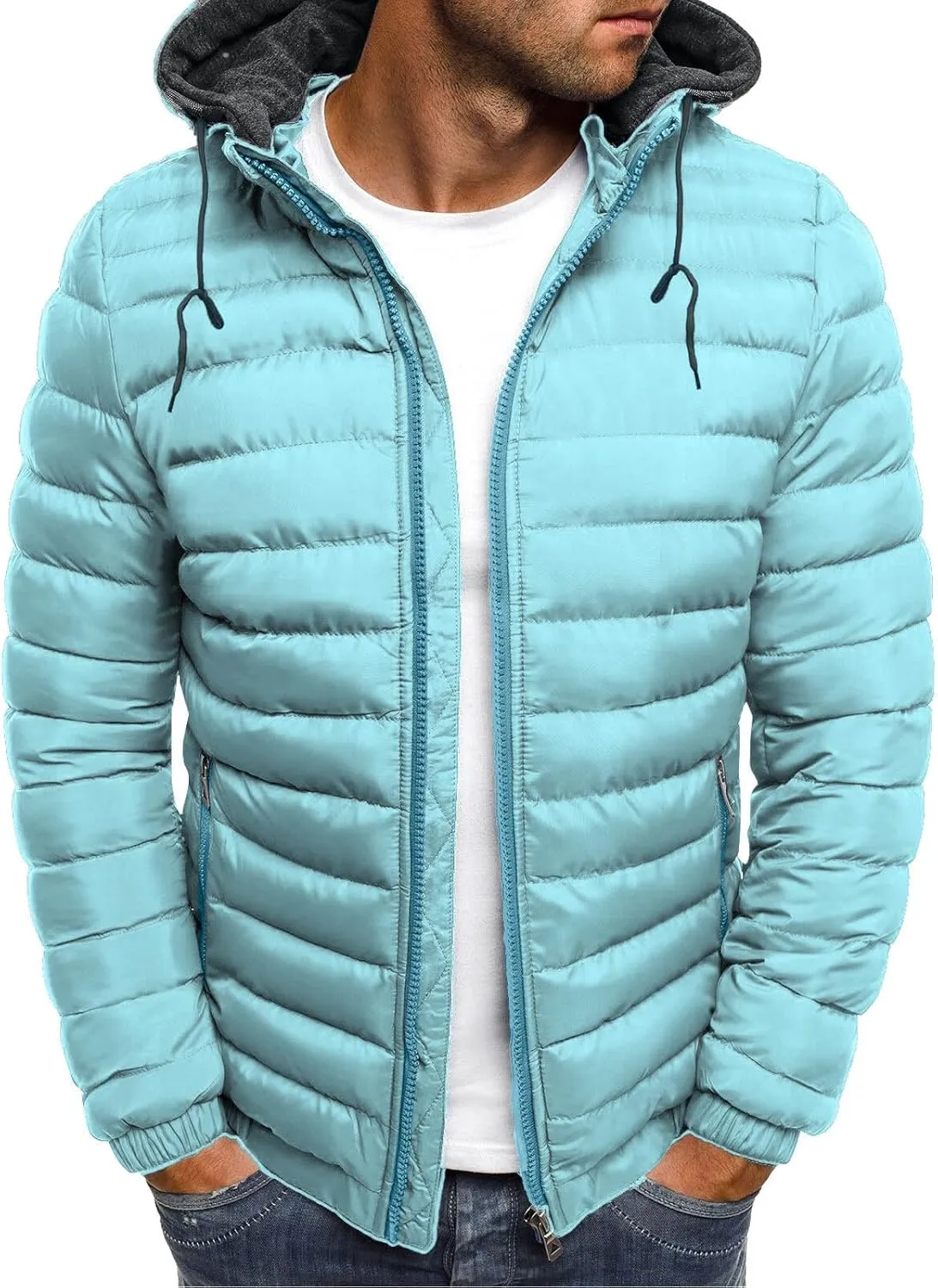 Winter Jackets for Men Lightweight Puffer Jacket Zip up Padded Coat Packable Down Jacket Quilted Insulated Jacket