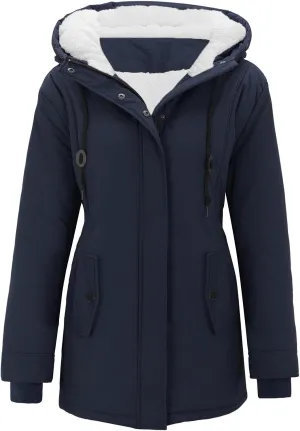 Womens 2024 Plus Size Winter Drawstring Overcoat Long Sleeve with Hood Pockets Outwear Comfort Warm Soft Jacket Coat