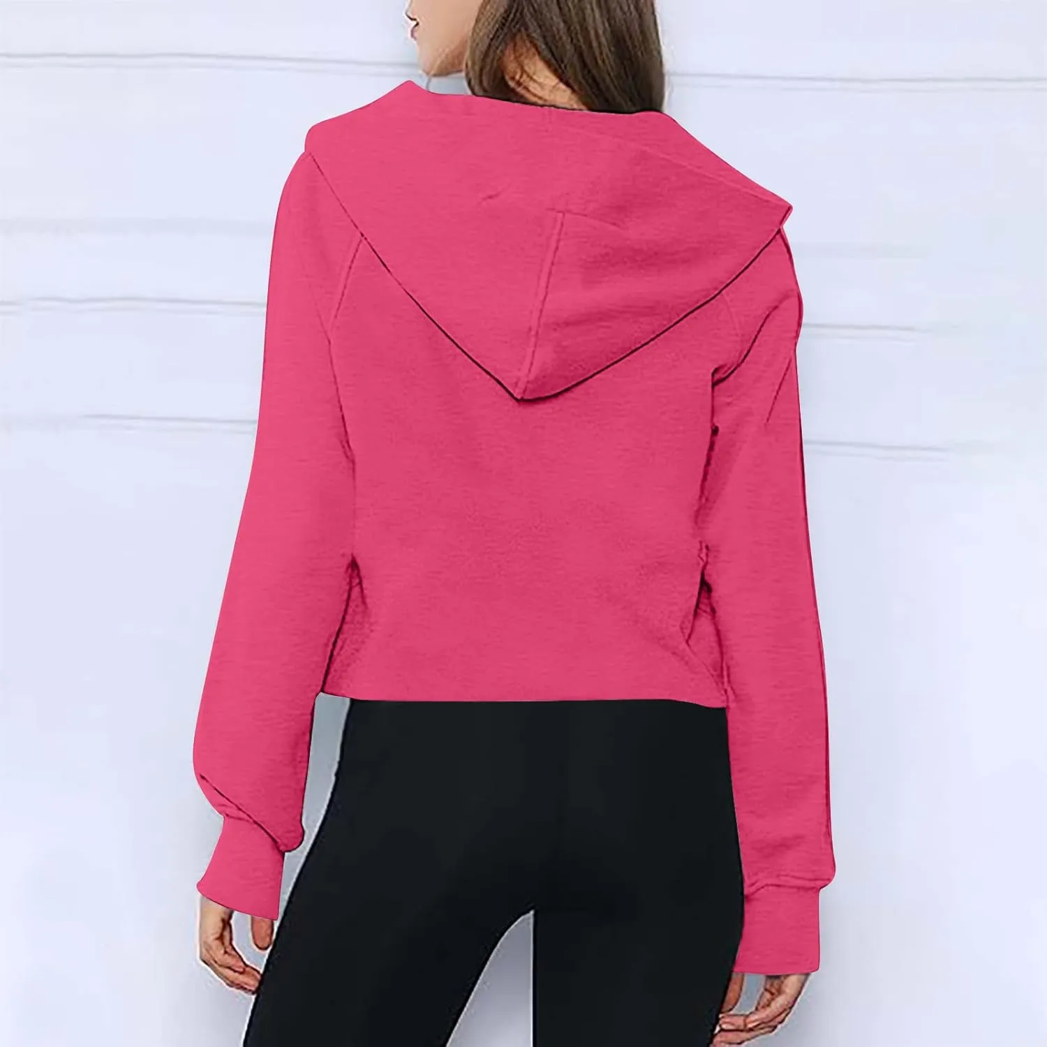 Womens Quarter Zip Up Pullover Fleece Lined Jackets Thumb Hole Cropped Hoodies Long Sleeve Pullover Sweatshirts Tops
